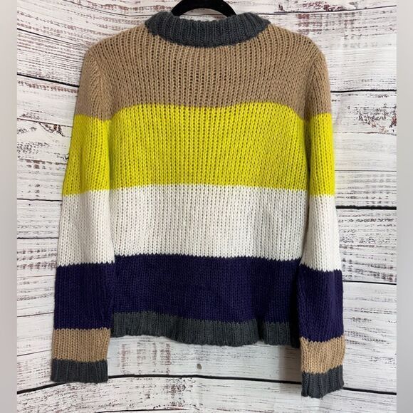 Cloth By RD Sweater Womens SZ M Crew Neck Chunky Knit Bold Striped Pullover Boxy - Picture 3 of 9